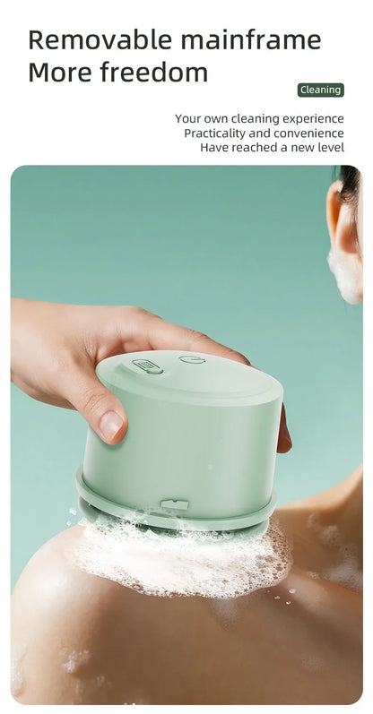 HOMEFISH Dual Handle Electric Bath Body Scrubber Brush with Long Handle Back Cleaning Tool for Back Exfoliation And Deep Cleanin