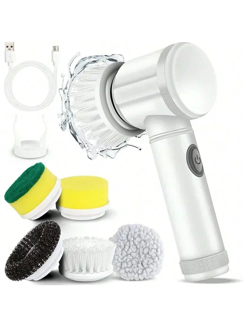 Electric Spin Scrubber Cordless Spin Scrubber with 5 Replaceable Brush Heads