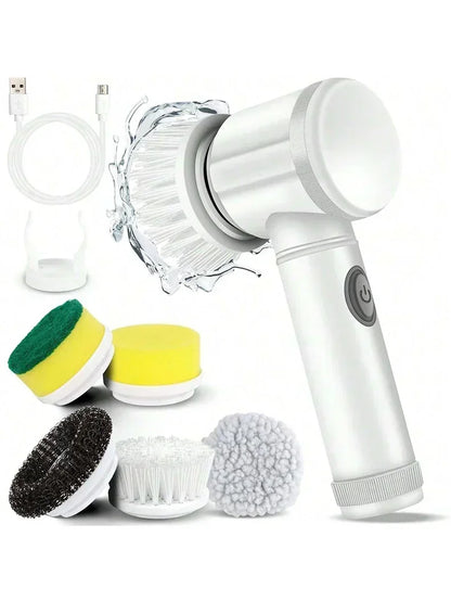 Electric Spin Scrubber Cordless Spin Scrubber with 5 Replaceable Brush Heads