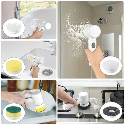 Electric Spin Scrubber Cordless Spin Scrubber with 5 Replaceable Brush Heads