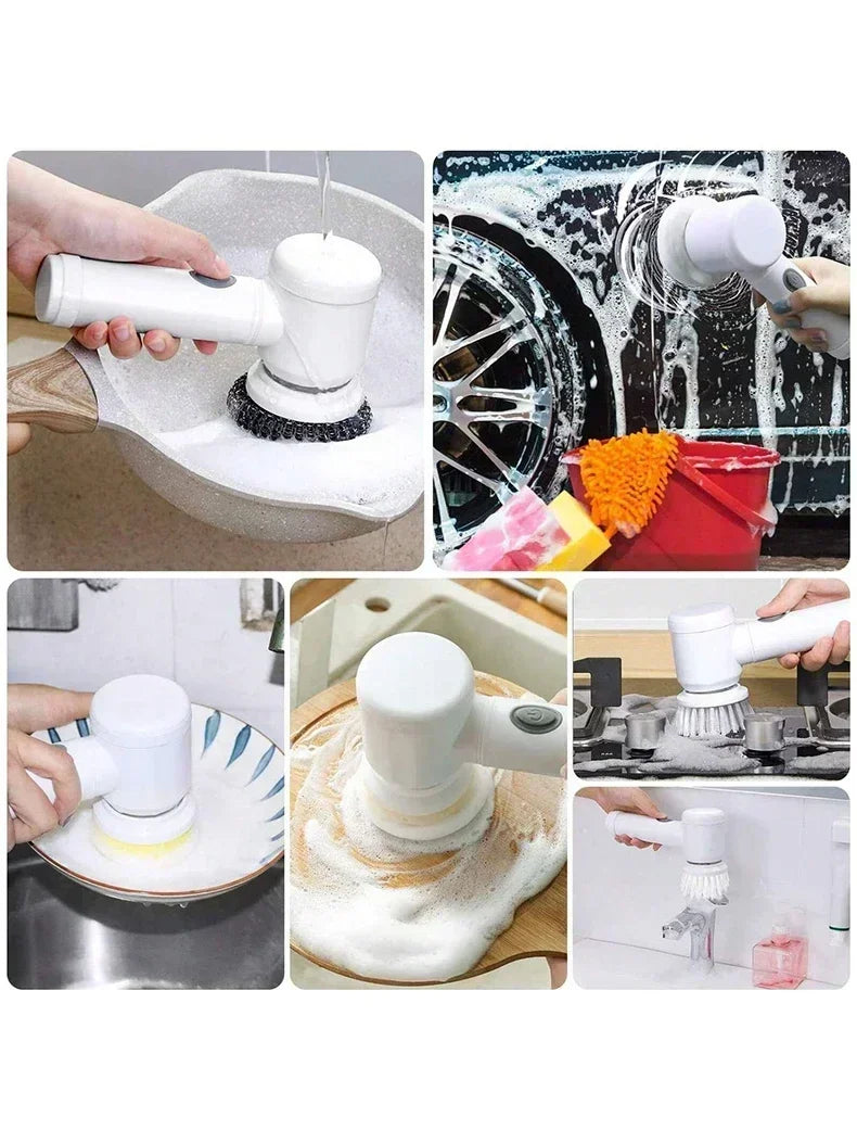 Electric Spin Scrubber Cordless Spin Scrubber with 5 Replaceable Brush Heads